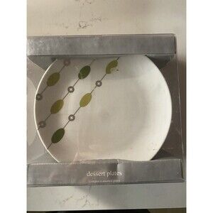 4 Pier 1 Beaded Garland Salad Dessert Plates Blue Green MCM New 7.5"